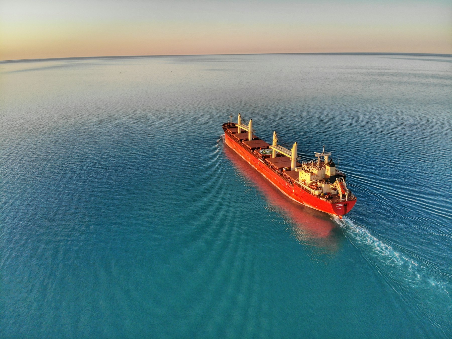 Bulk carrier underway on open water